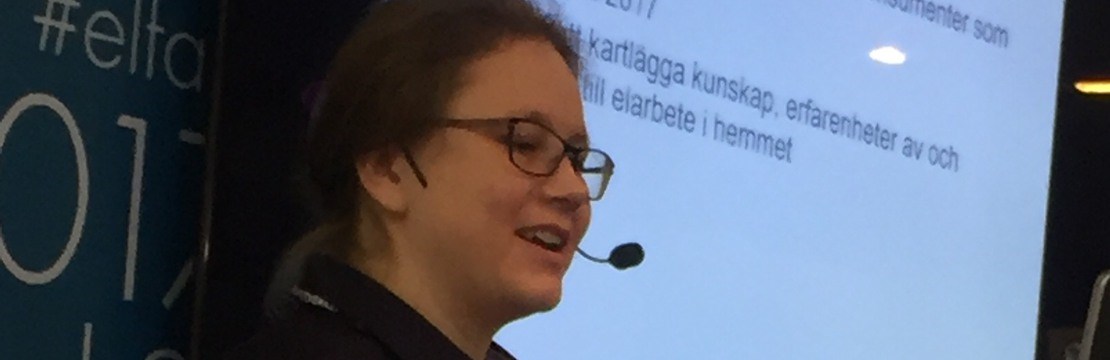 Katarina Olofsson håller föredrag på Elfack 2017.