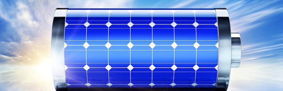 Illustration av batteri gjort av solceller