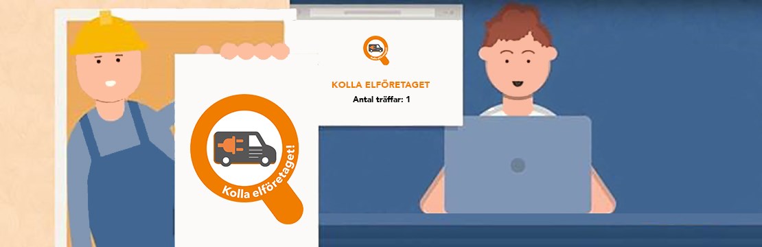 Tecknade figurer använder tjänsten Kolla elföretaget.
