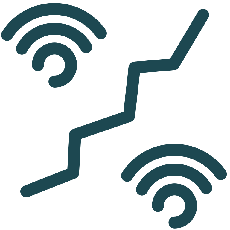 Tecknad symbol föreställande elektromagnetiska störningar.