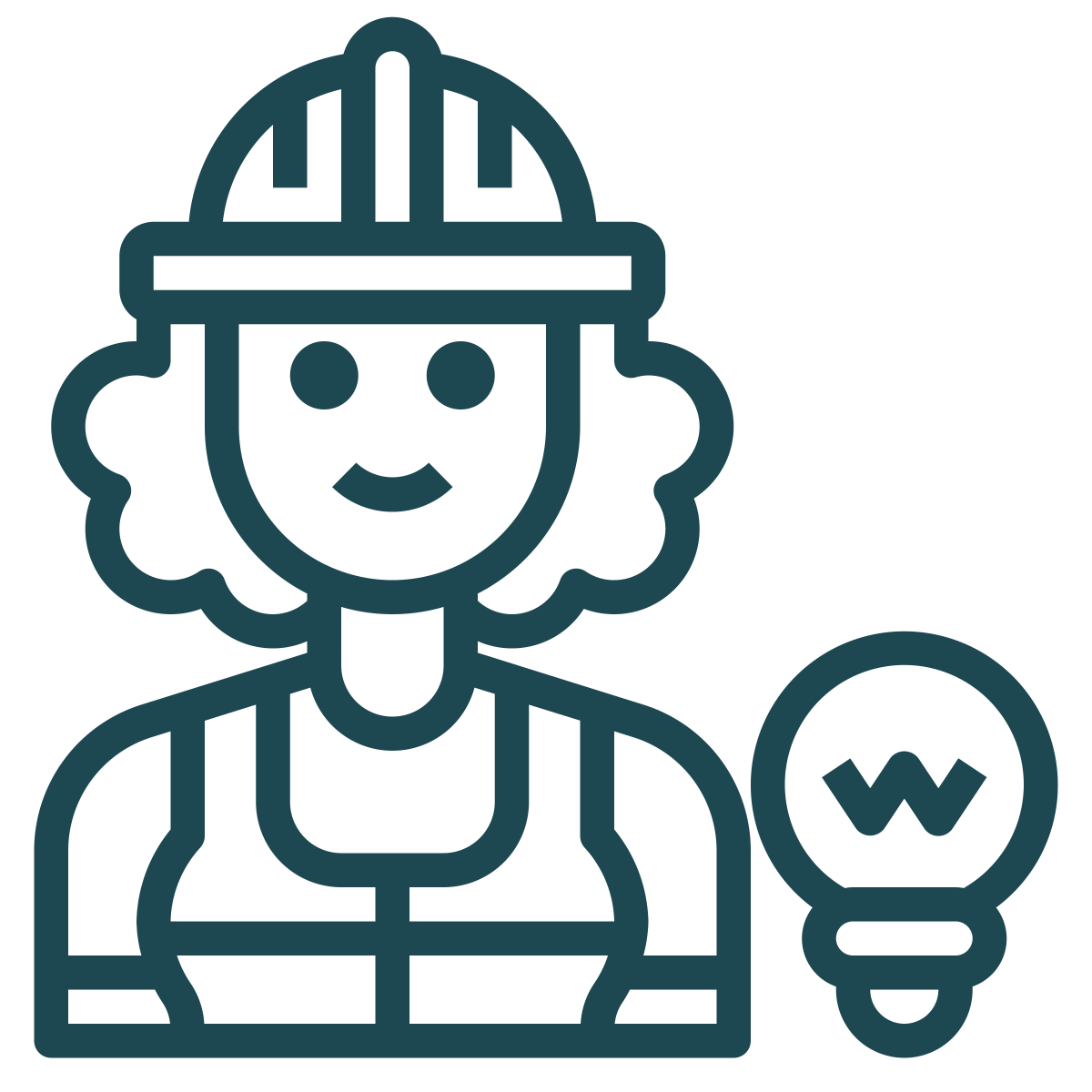 Tecknad symbol på kvinnlig elektriker.