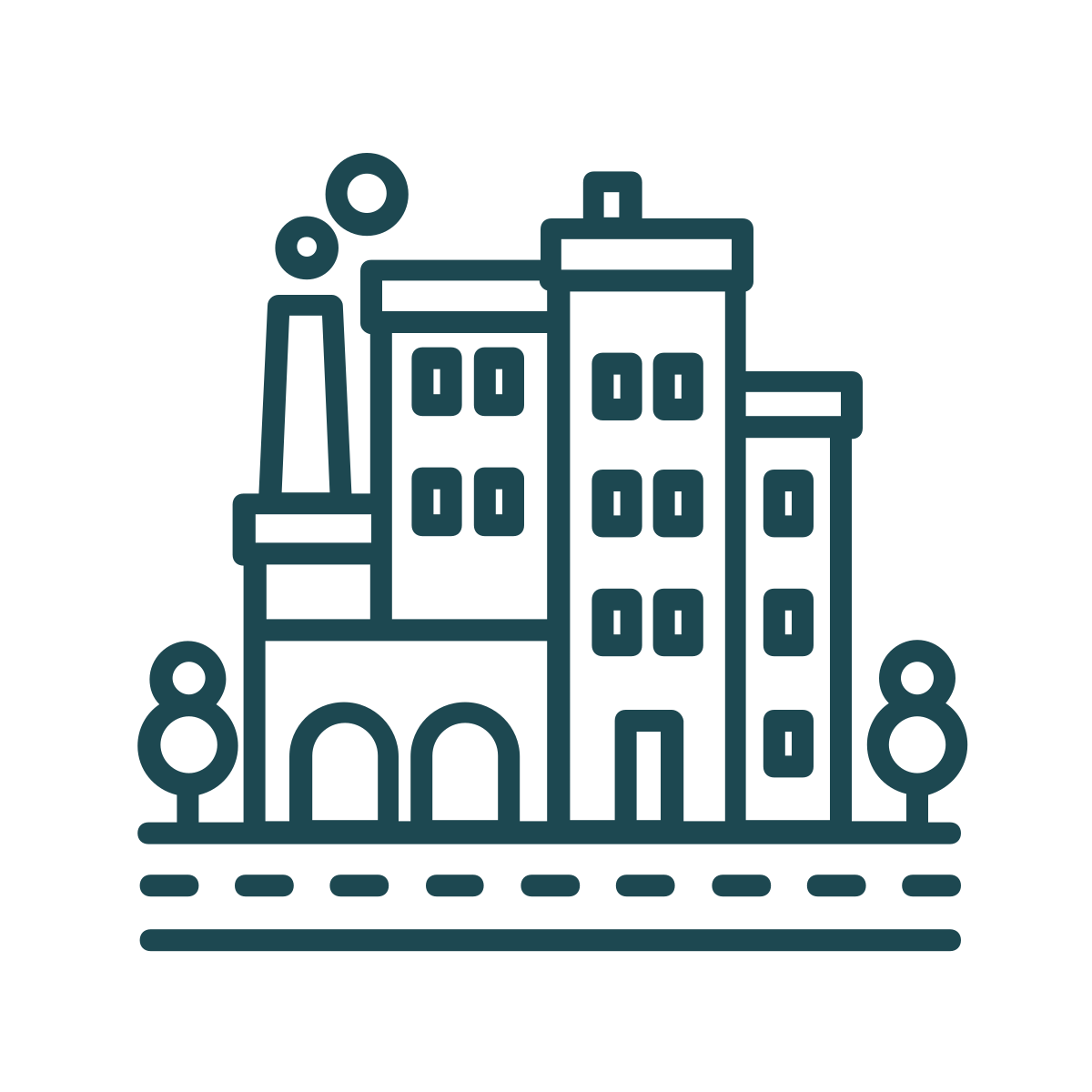 Tecknad symbol över stad