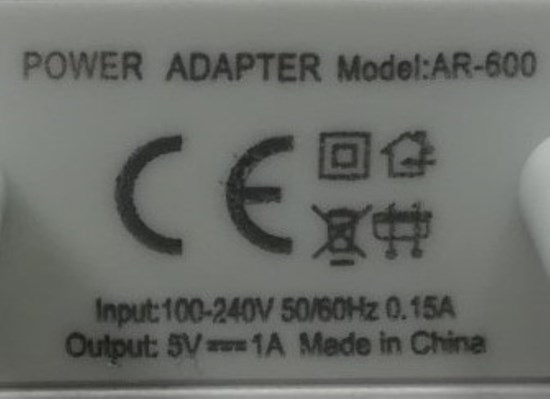 Märkning på USB-laddaren