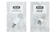 två stycken vita lamphållare. Till vänster e14 till e27. Till höger e27 till e14. Förpackning i plast med en vit pappersrämsa som är märkt med texten Shein